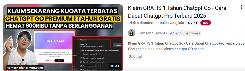 Trik Hemat Jutaan! Cara Klaim ChatGPT Go Gratis 1 Tahun di India (Tutorial Lengkap 2025)